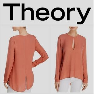 Theory Slit Front Silk Tunic Top in Russet Sz S-M